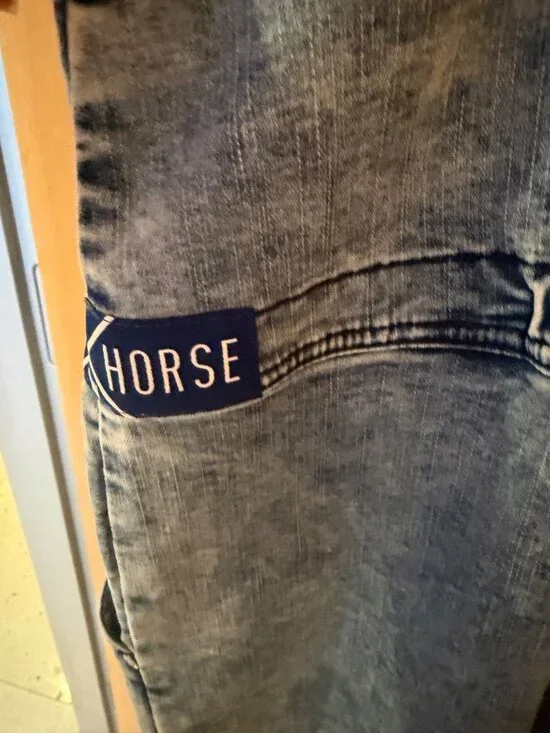 Tiger x Horse Mens Denim Overall Size Medium Blue West Snow Wash Pocket Casual - Picture 11 of 14